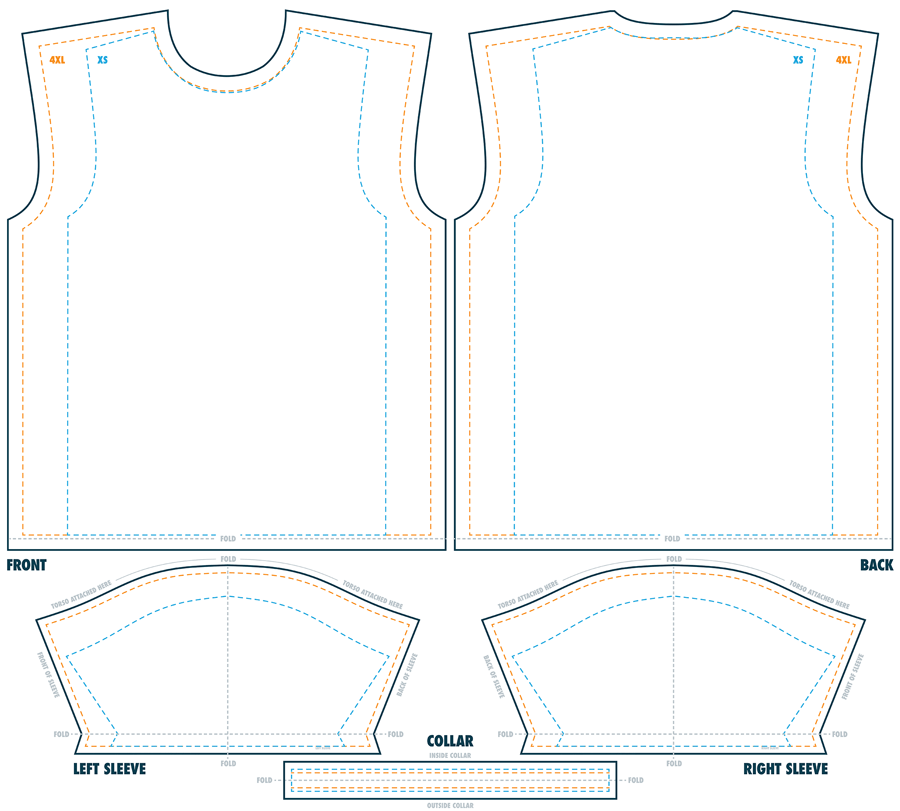 Cut & Sew Men's T-Shirts Template | GQ Designs